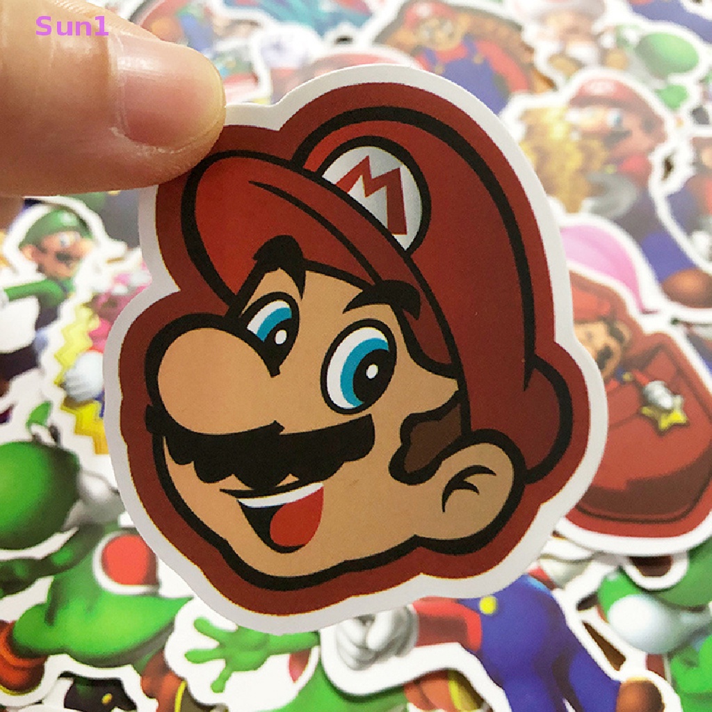 Set 50 Sticker Super Mario Bros Dán Trang Trí Ván Trượt / Laptop / Hành Lý DIY Sun1 >