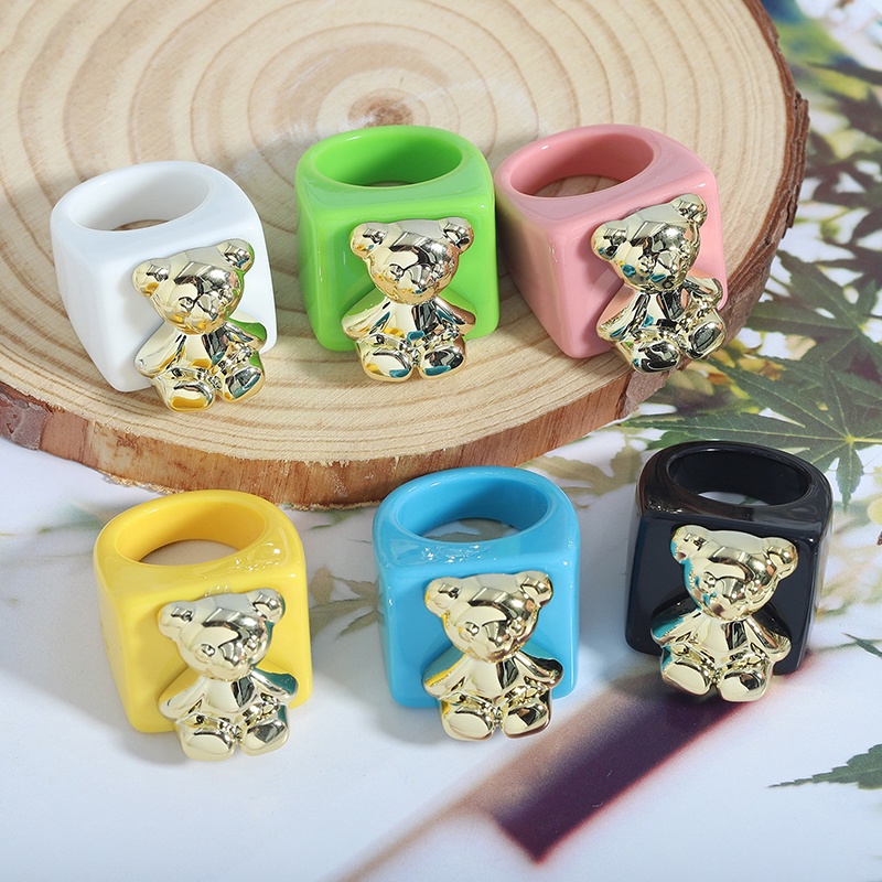 Gấu Hình Học Bằng Nhựa Acrylic Đính Đá Nhiều Màu Sắc Kẹo Ngọt Mới