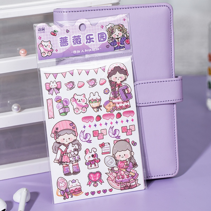 Bộ 4 Sticker Dán Trang Trí Sổ Lưu Niệm Xinh Xắn