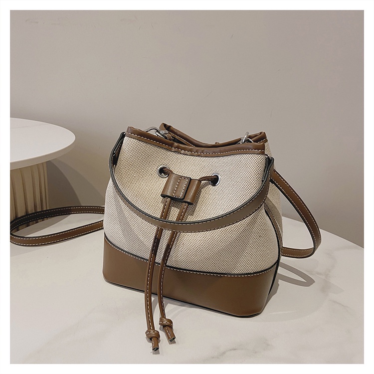 Túi Đeo Chéo Vải Canvas Phối Màu Tương Phản Phong Cách Âu Mỹ Thời Trang Cho Nữ