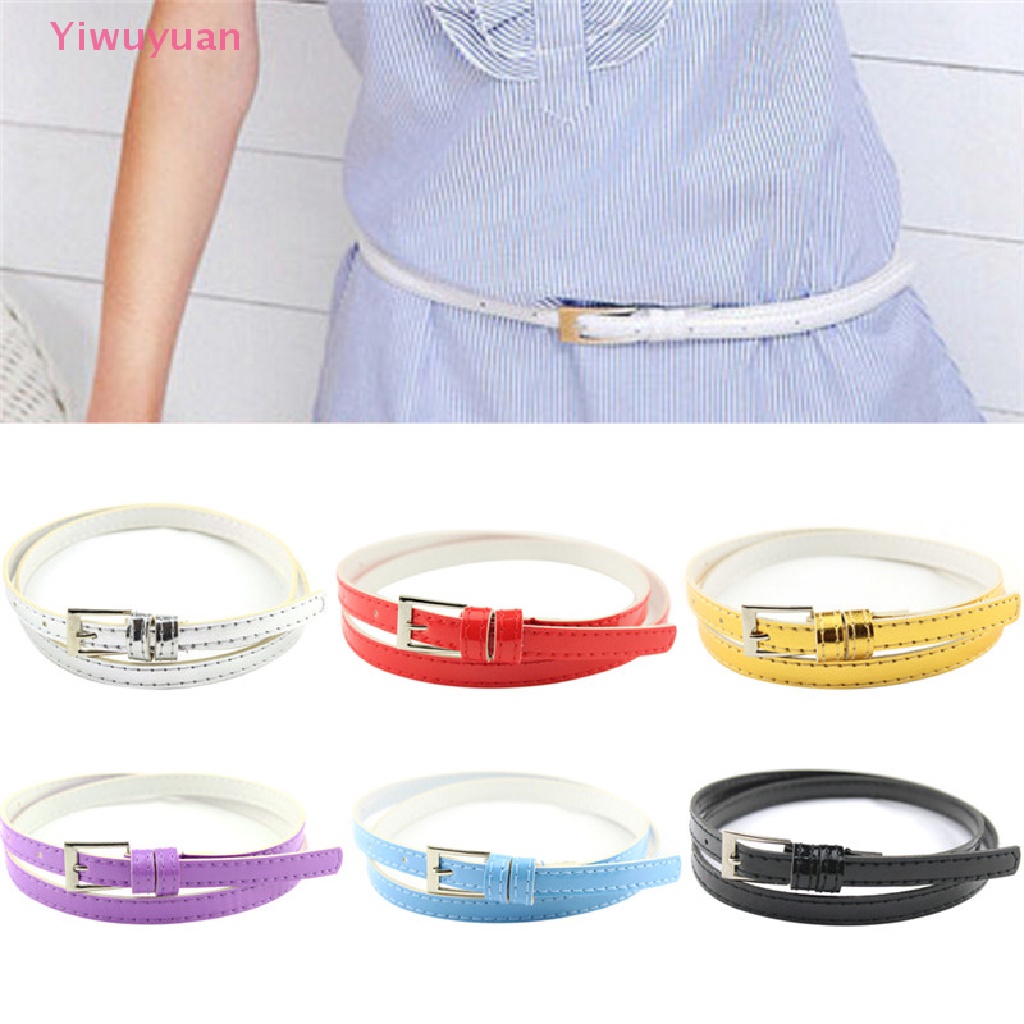 &lt; Yiwuyuan &gt; Thắt Lưng Da Bóng Mỏng Có Khóa Nơ Thời Trang Nữ Mới