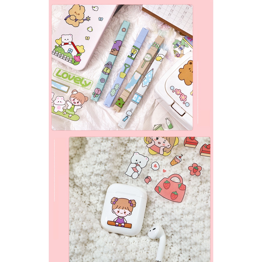 Hộp 100 Tờ Nhãn Dán Hoạt Hình Xinh Xắn Trang Trí Sổ Tay