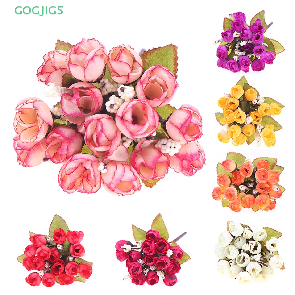 1 Bó 15 Bông Hoa Hồng Giả Bằng Lụa Dùng Trang Trí Phòng Khách / Tiệc Cưới DIY