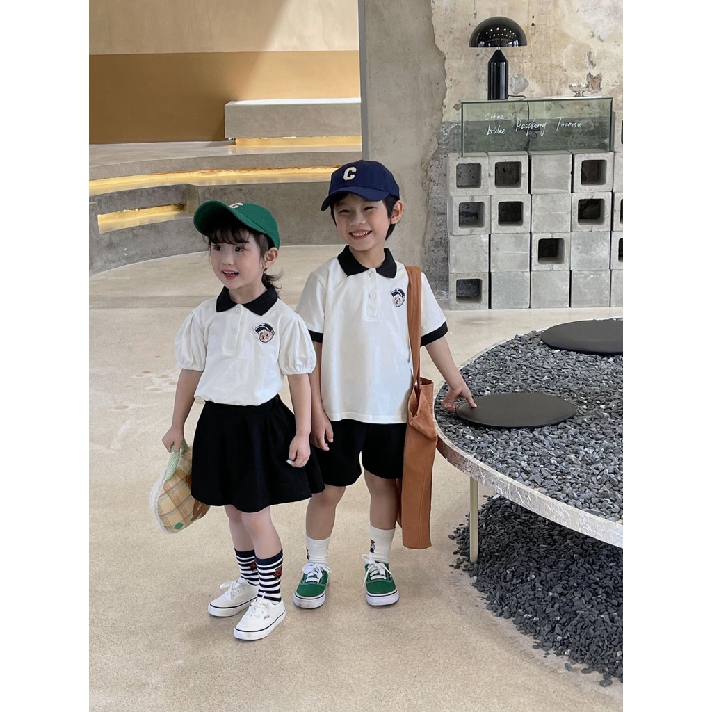 Set polo bé trai bé gái gấu Tweenie 100% cotton