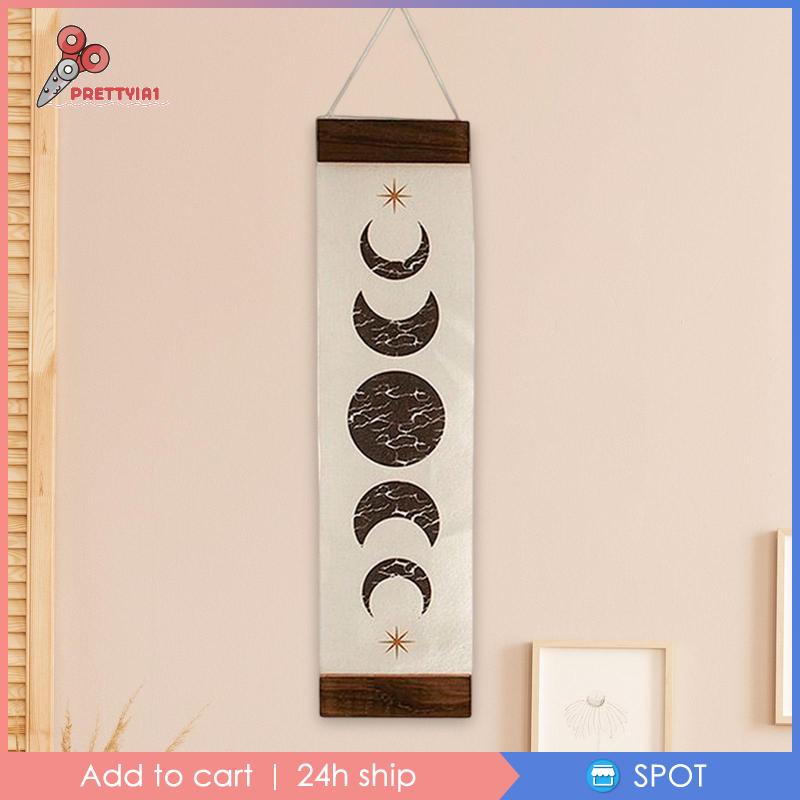[Prettyia1] Thảm Treo Tường Dọc In Hình Mặt Trăng Pha Lê Handmade Màu Đen Phong Cách Bohemian