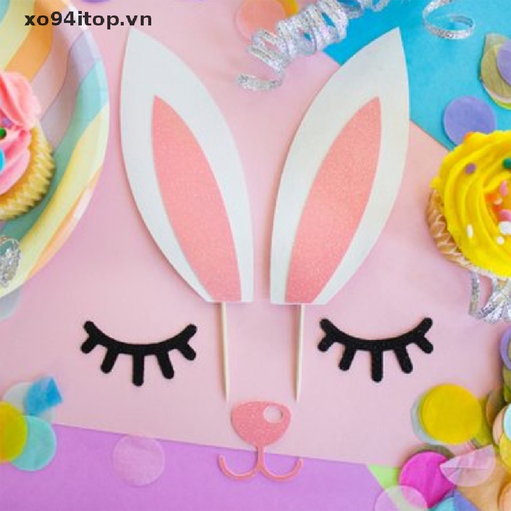 Xoitop 1 Set Que Cắm Trang Trí Bánh Cupcake Tráng Miệng Hình Tai Thỏ Hươu Dùng Trong Tiệc Sinh Nhật