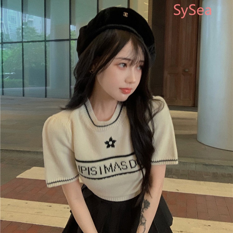 Áo Dệt Kim Thêu Chữ Thời Trang Mùa Hè Cho Nữ