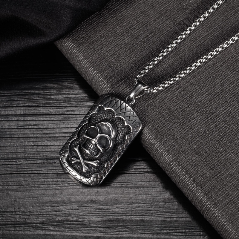 Vòng cổ Mặt Vuông Bằng Thép Titan Không Gỉ Phong Cách Hip Hop Punk Thời Trang Cho Nam Và Nữ