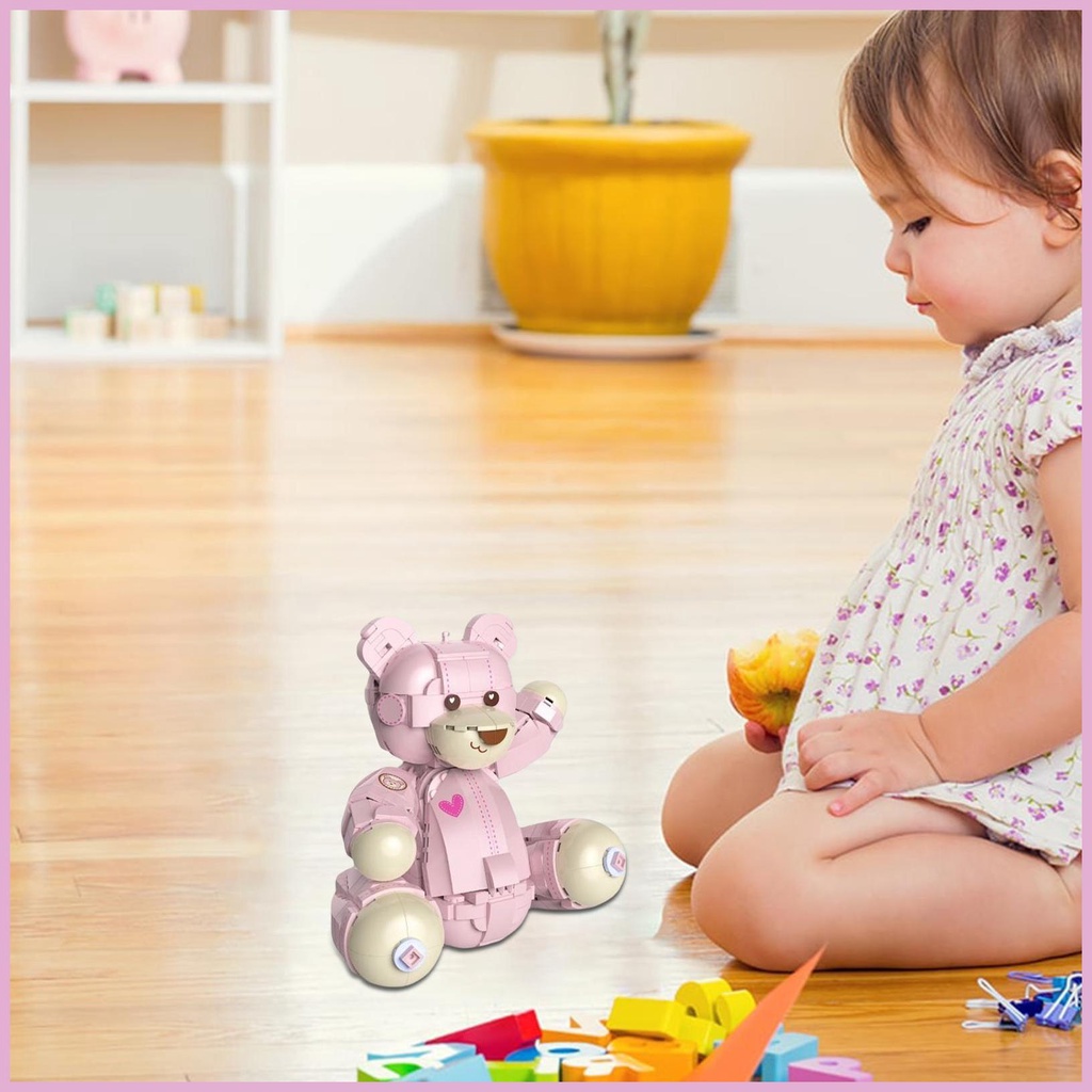 Khối Đồ Chơi Lắp Ráp Hình Chú Gấu Hồng Mini Dễ Thương Cho Bé