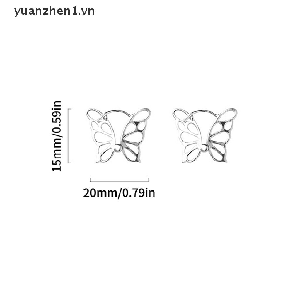Bông Tai Dạng Vòng Hình Bướm Màu Bạc Thiết Kế Đơn Giản Ngọt Ngào Cao Cấp Thời Trang Cho Nữ