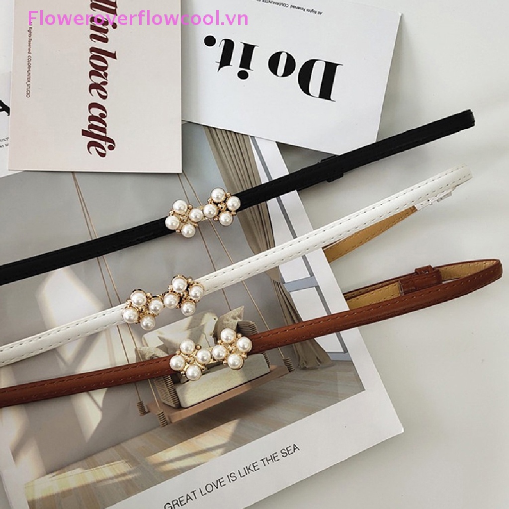 Thắt Lưng Mỏng Đính Ngọc Trai Thời Trang Cho Nữ