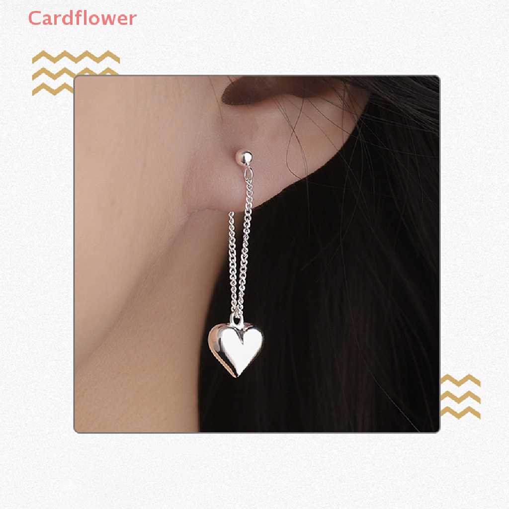 < Cardflower > Khuyên Tai Tua Rua Hình Trái Tim Trái Tim Màu Bạc Không Dị Ứng Thời Trang Vintage Dành Cho Nữ
