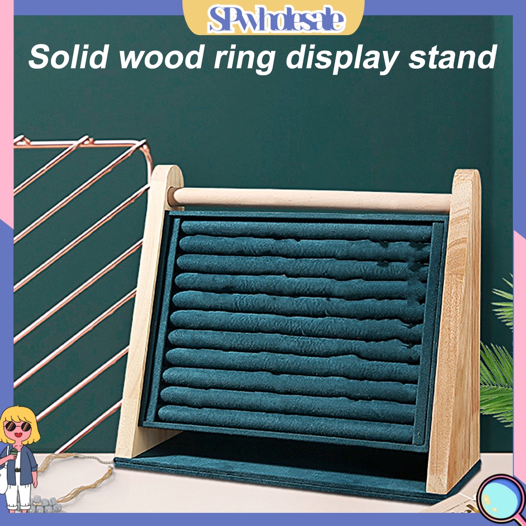 <SPwholesale> Giá Đựng Trang Sức Sức Sức Chứa Lớn Bằng Da Lộn Giả Chống Ăn Mòn Đa Chức Năng Không Phai Màu Đế Mềm Bằng Gỗ