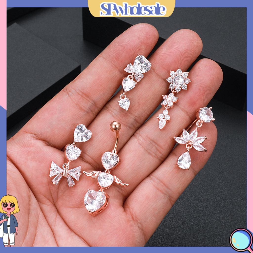 &lt;SPwholesale&gt; 1 Khuyên Rốn Đính Đá Hình Hoa Quyến Rũ