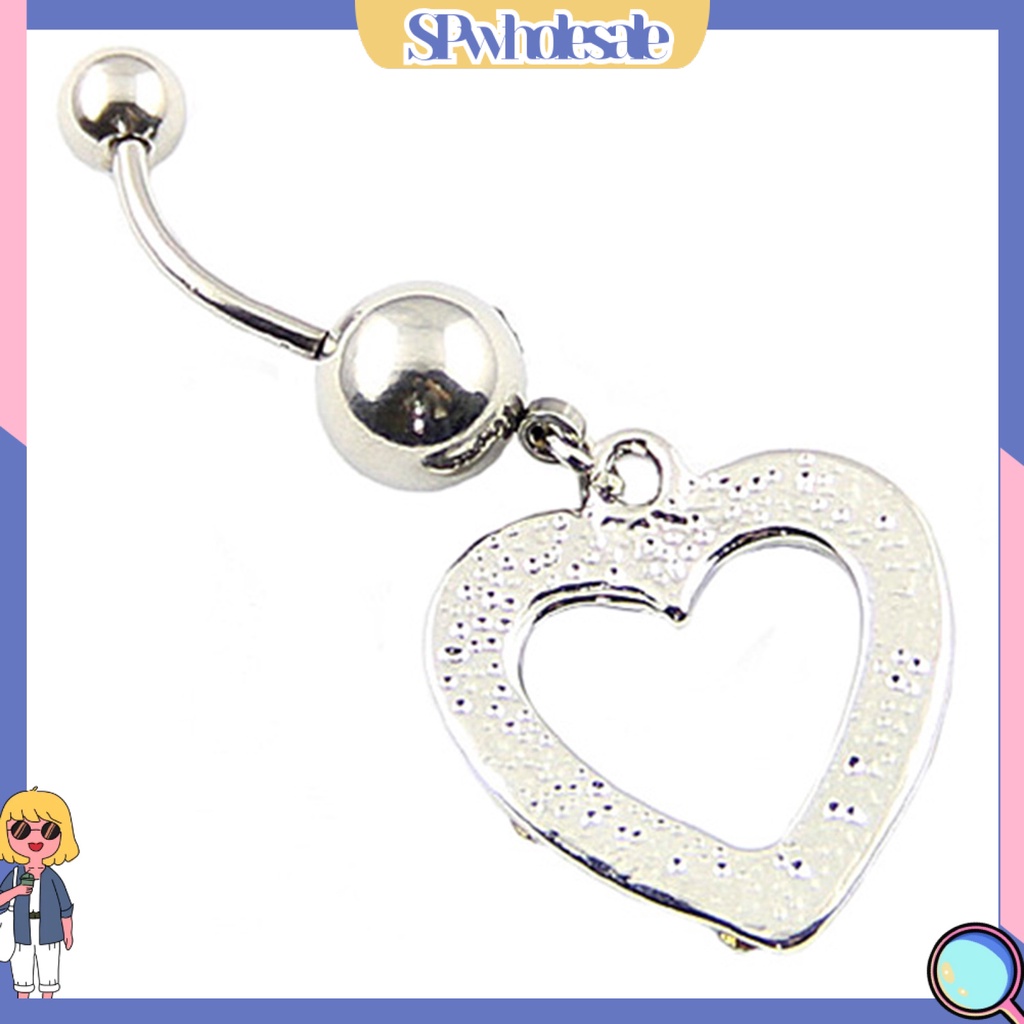 &lt;SPwholesale&gt; Khuyên RốN HìNh Tim ĐíNh Đá 1.6mm