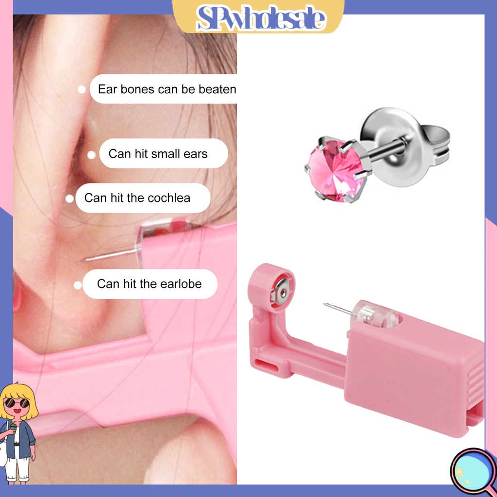 &lt;SPwholesale&gt; Dụng Cụ Xỏ Khuyên Tai Bằng Thép Không Gỉ Không Đau Chắc Chắn Dùng Một Lần Tốt