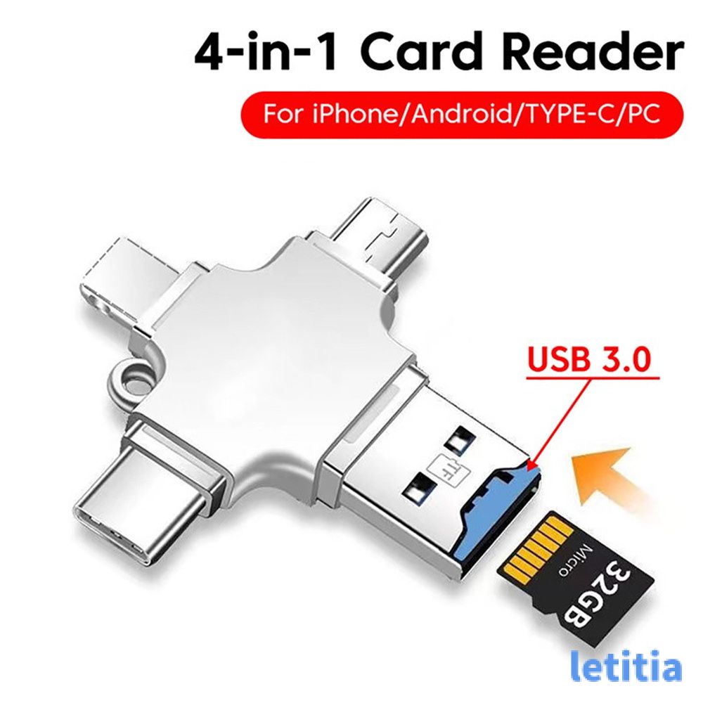 Thích Hợp Cho Điện Thoại Di Động Apple, Android, Huawei Typec, Bộ Chuyển Đổi OTG Đa Năng Bốn Trong Một Hỗ Trợ Đầu Đọc Thẻ TF [Letitia]