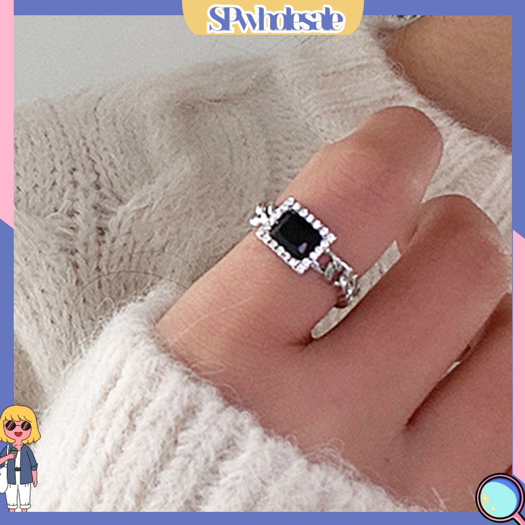 &lt;SPwholesale&gt; Nhẫn Kim Loại Đính Đá Zircon Màu Xanh Lá Kiểu Pháp Cho Club