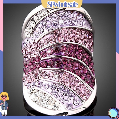 <SPwholesale> Nhẫn Mạ Bạc 925 Đính Đá Toàn Diện Phong Cách Hàn Quốc Cho Nữ