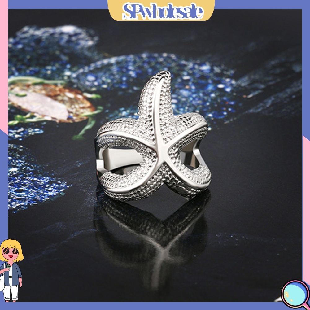 <SPwholesale> Nhẫn Mạ Bạc Hình Sao Biển Thời Trang Cho Nữ