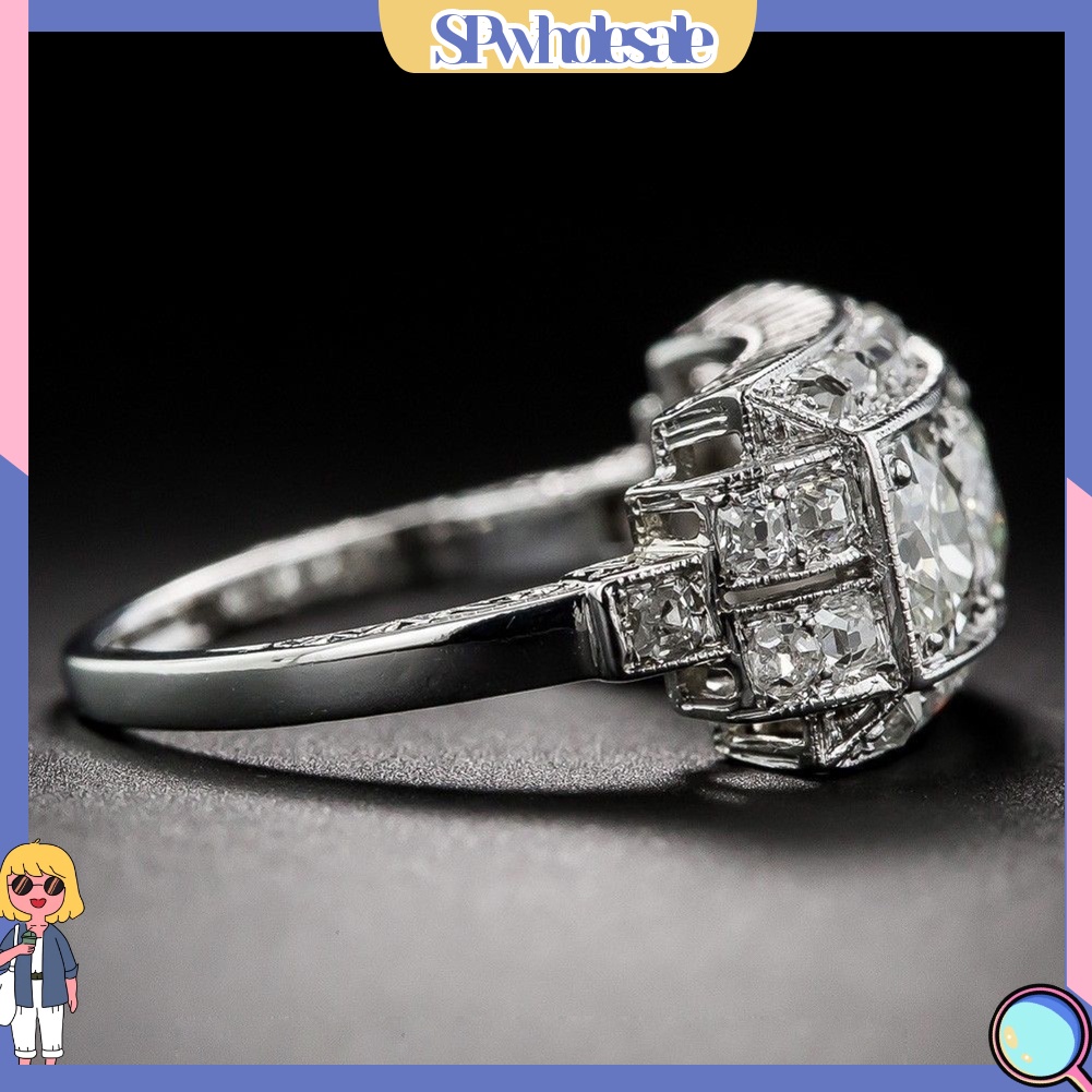 <SPwholesale> Nhẫn Đính Hôn Đính Đá Topaz Nhân Tạo Thanh Lịch Cho Nữ