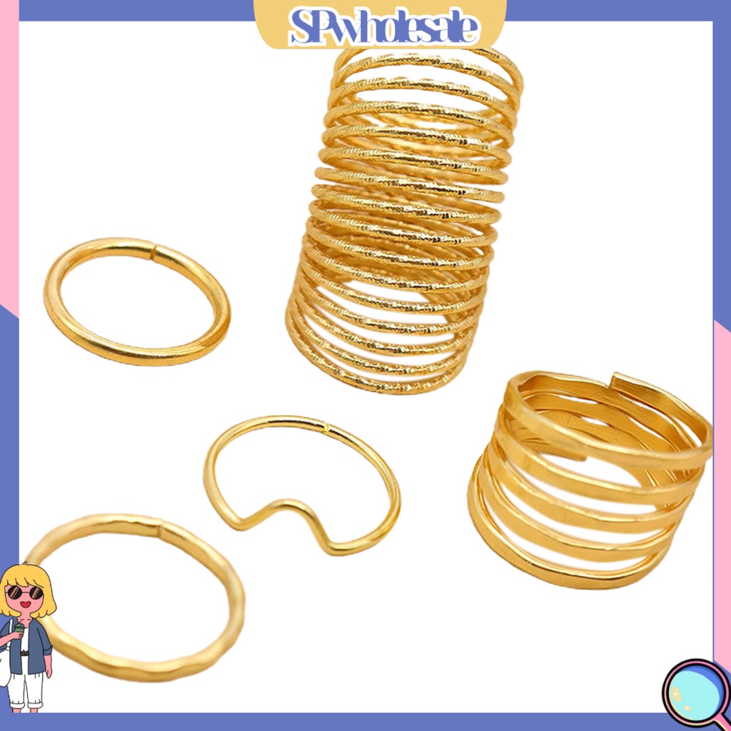 <SPwholesale> Set 5 Nhẫn Đeo Khớp Ngón Tay Đơn Giản Thời Trang Nữ