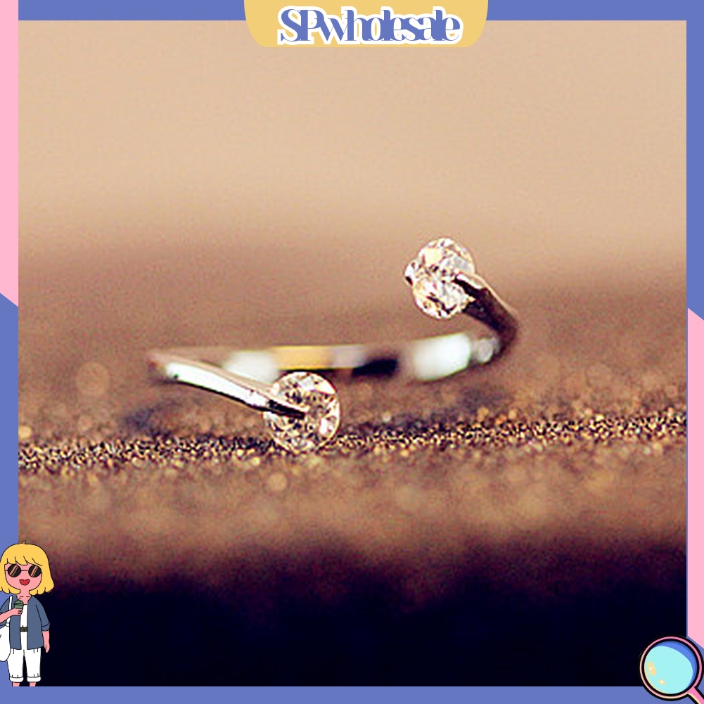 &lt;SPwholesale&gt; Nhẫn Hở Đính Đá Zircon Thời Trang Dự Tiệc Cho Nữ