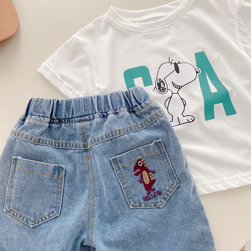 Quần Short Denim Mềm Mại In Họa Tiết Hoạt Hình Phong Cách Hàn Quốc Nhật Bản 2023 Cho Bé Trai