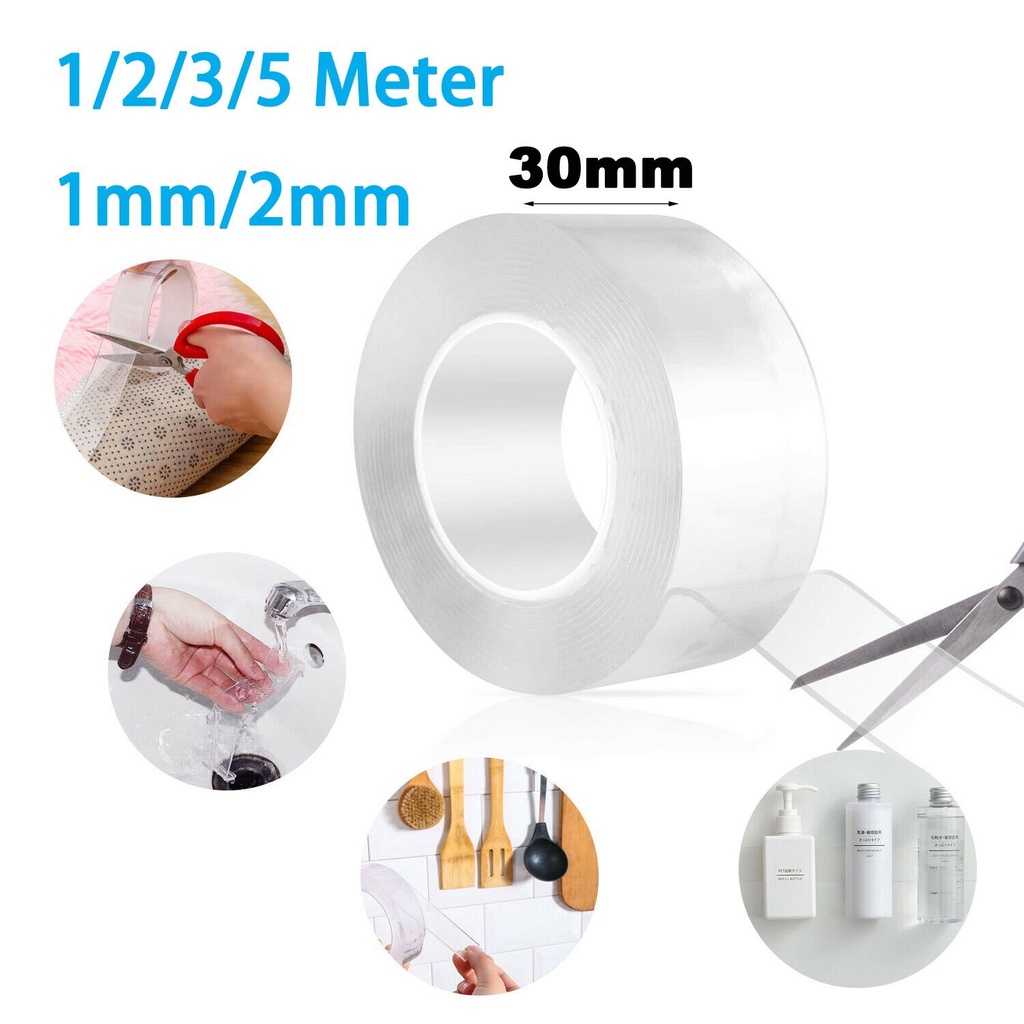 1 Cuộn Băng Keo Hai Mặt Nano Rộng 3cm Chống Thấm Nước Có Thể Tái Sử Dụng