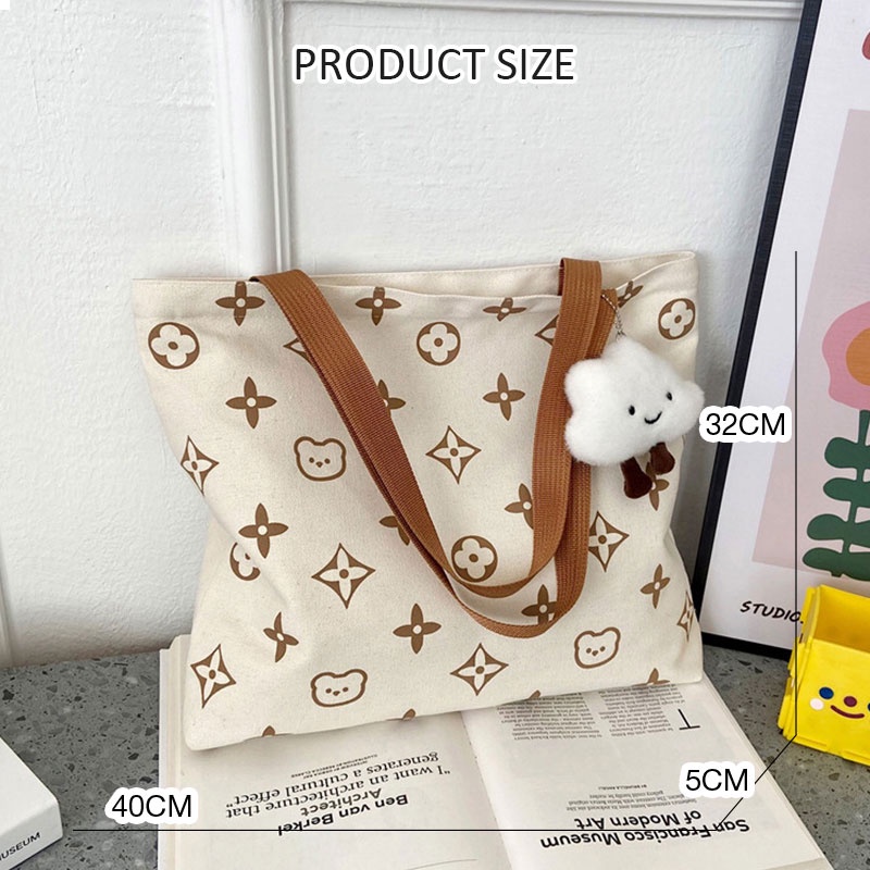 Túi tote Đeo Vai Vải canvas Cỡ Lớn Thiết Kế Đơn Giản Dễ Thương Cho Nữ | BigBuy360 - bigbuy360.vn