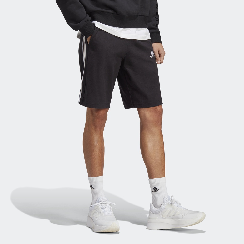 adidas Phong cách sống Quần Short 3 Sọc Single Jersey Essentials Nam Đen IC9382