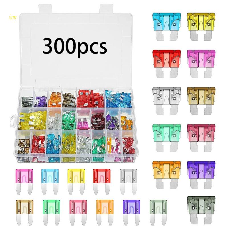 Hộp 300 Cầu Chì Lưỡi Vừa 5 / 7.5 / 10 / 15 / 20 / 25 / 30 / 35A Cho Xe Hơi