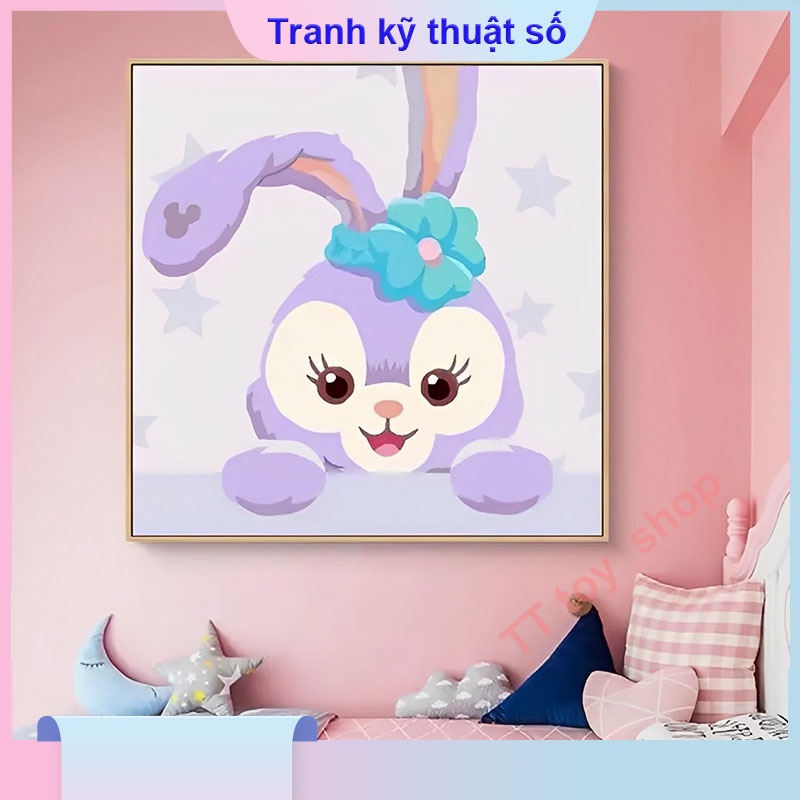 Tranh sơn dầu kỹ thuật số Stella lou Hoạt hình trẻ em DIY vẽ tay làm đầy bức tranh sơn dầu