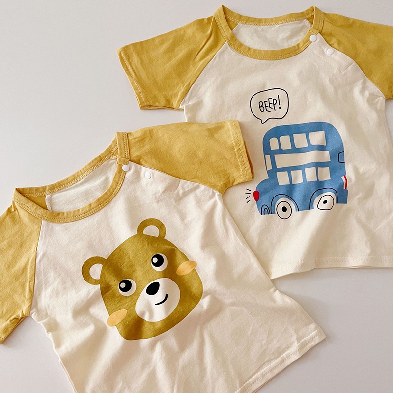 Áo Thun Tay Ngắn In Hoạt Hình Chất Liệu cotton Thời Trang Cá Tính Dành Cho Bé