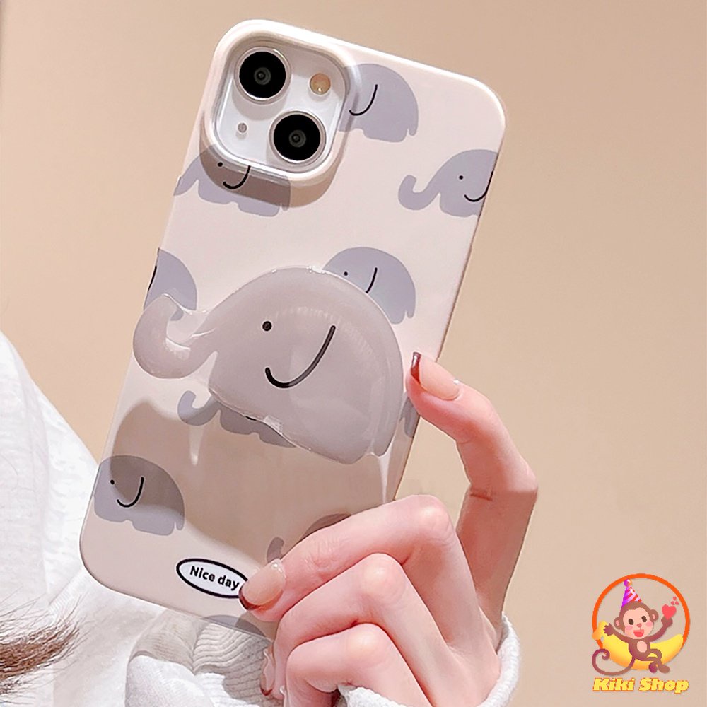 Ốp Điện Thoại Dẻo Họa Tiết Hoạt Hình Chú Voi Chống Trầy Kèm Giá Đỡ Cho IPhone 11 IPhone 14 / 13 Pro Max 12 Pro Max