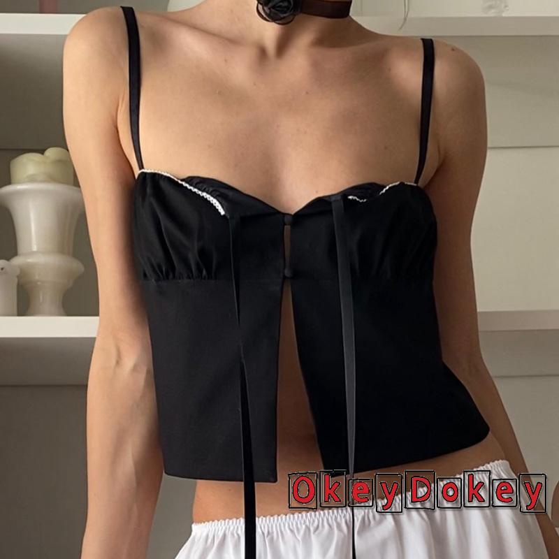 Áo Crop Top Hai Dây Ôm Dáng Màu Trơn Hở Lưng Gợi Cảm Cho Nữ