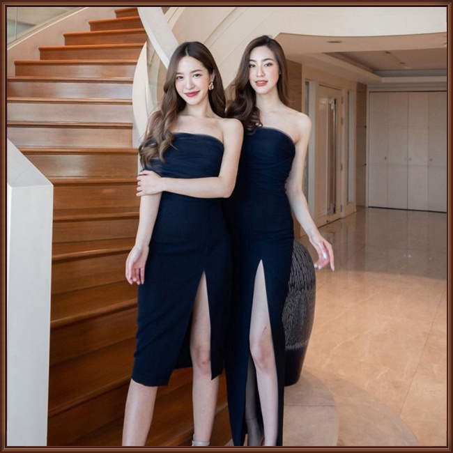 Đầm Ống Màu Trơn Không Tay Nhìn Xuyên Thấu Xẻ Tà Gợi Cảm Cho Nữ