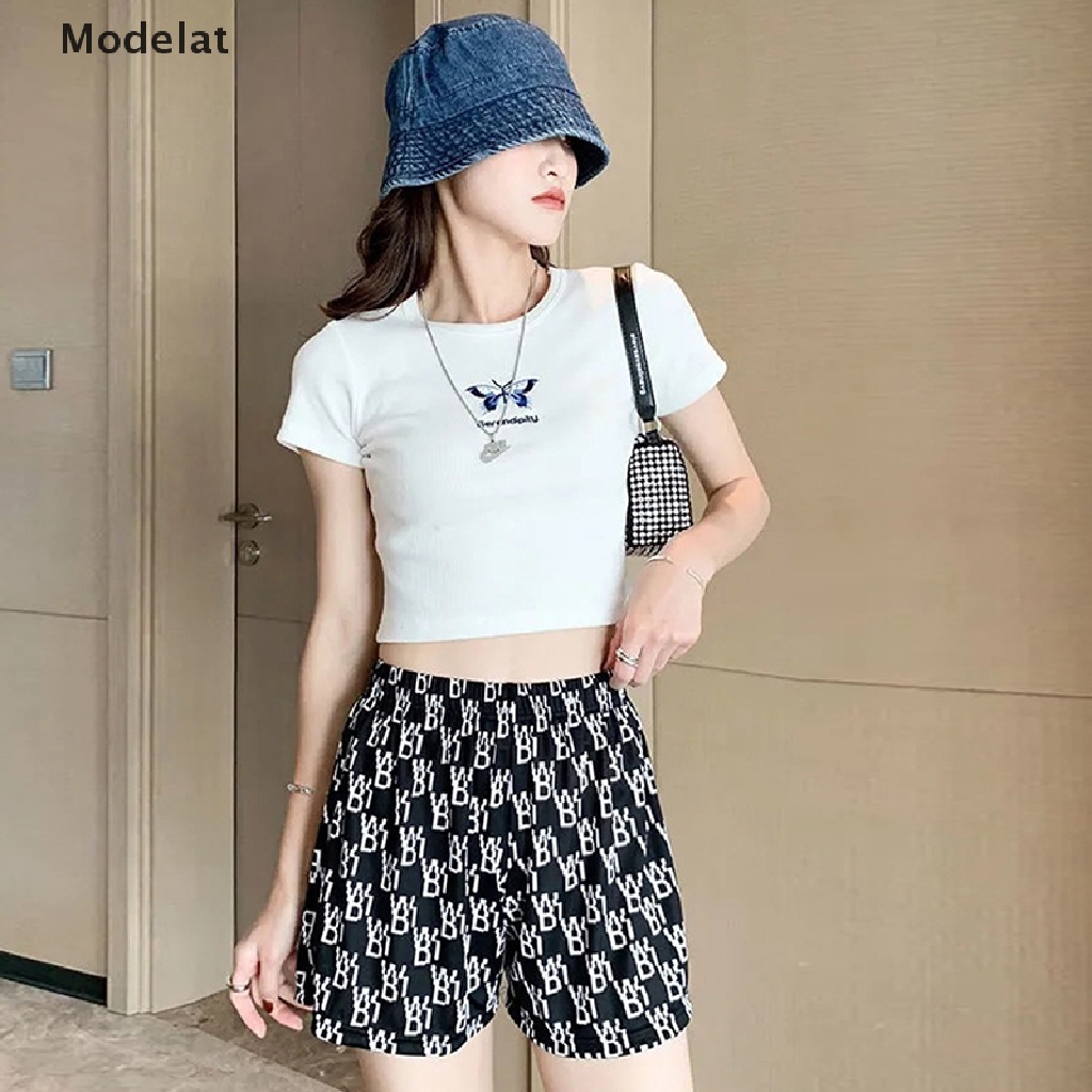 Mfc Quần Short Lưng Cao Ống Rộng In Chữ Thời Trang Cho Nữ