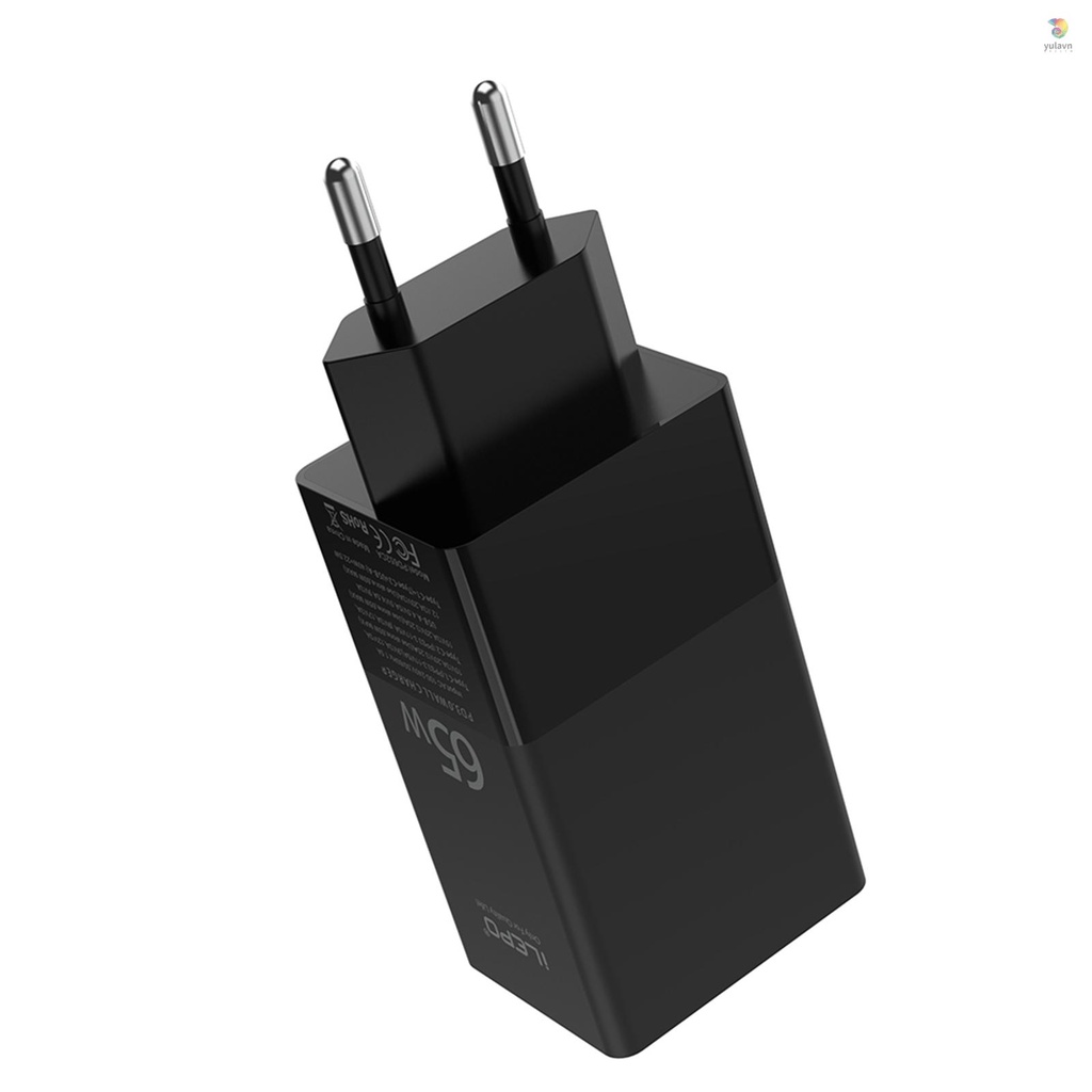 Tẩu Sạc Nhanh USB C 65W 3 Cổng PD Type C Gắn Tường Tương Thích Với Laptop / Điện Thoại