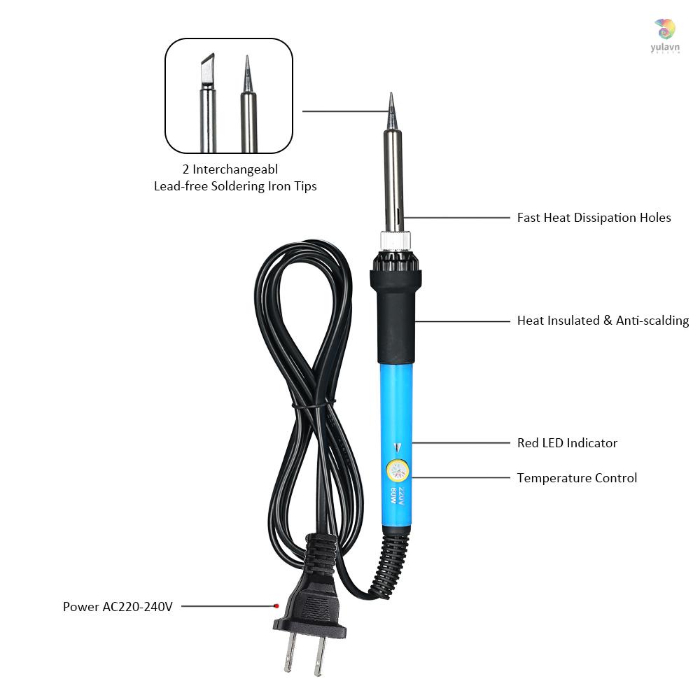 Súng Hàn Điện 858D 700W Chất Lượng Cao Có Đèn LED Kỹ Thuật Số BGA + Bộ Sắt Điện Tử SMD SMT DIP US Plug