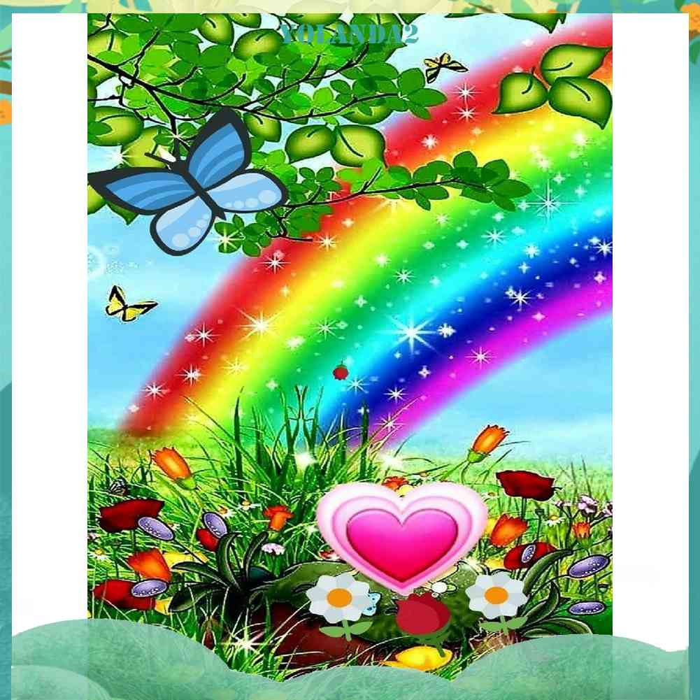 Tranh Đính Đá Kim Cương Toàn Bộ 5D DIY Hình Vẽ Cầu Vồng