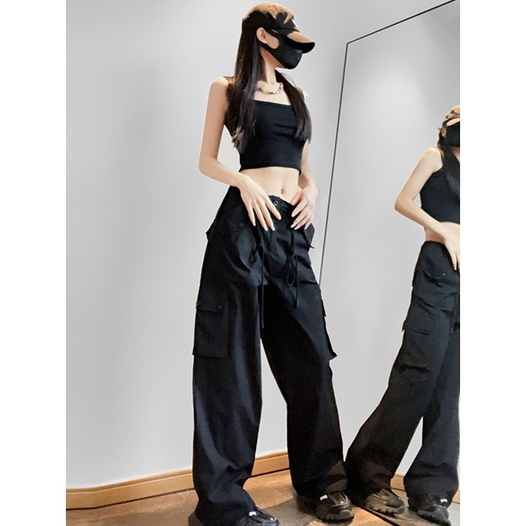 Quần Yếm Ống Rộng Lưng Cao Màu Đỏ Hồng Thời Trang Mùa Hè Cho Nữ