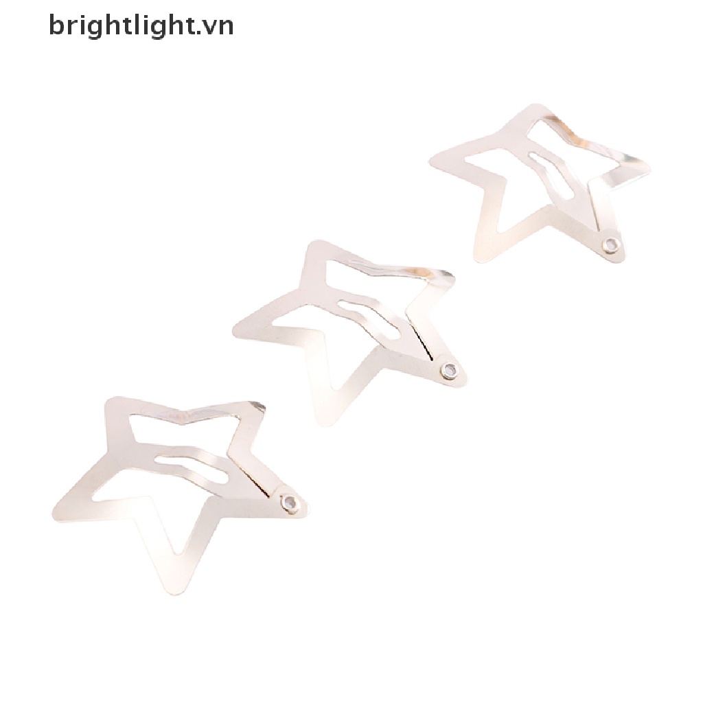 Set 4 Kẹp Tóc BB Hình Ngôi Sao Màu Bạc Đơn Giản Cho Nữ