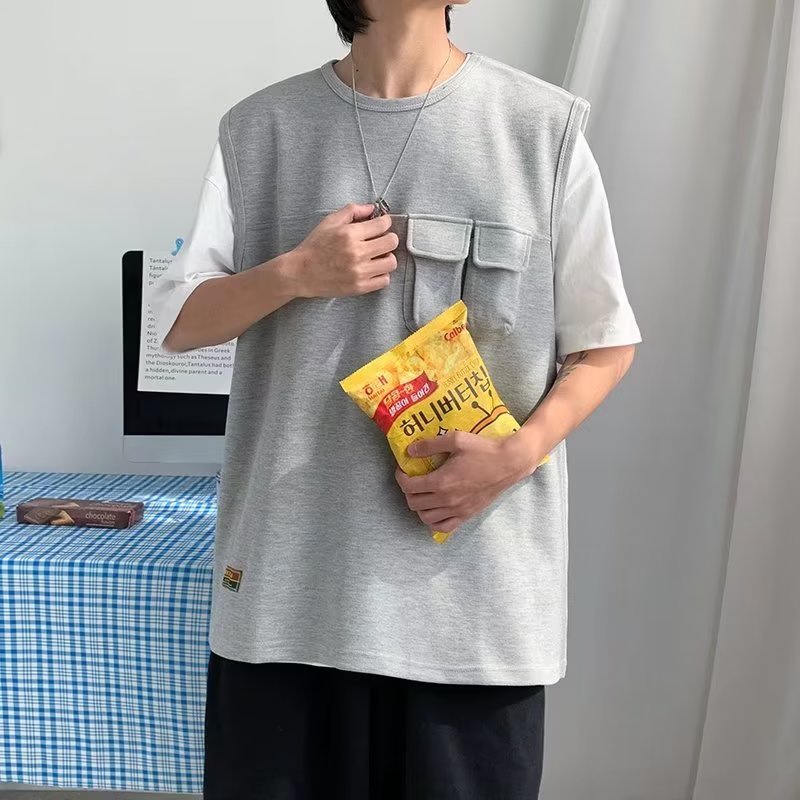 Set Đồ Thể Thao Áo Ba Lỗ Phối Quần Short Dáng Rộng Thời Trang Mùa Hè Cho Nam