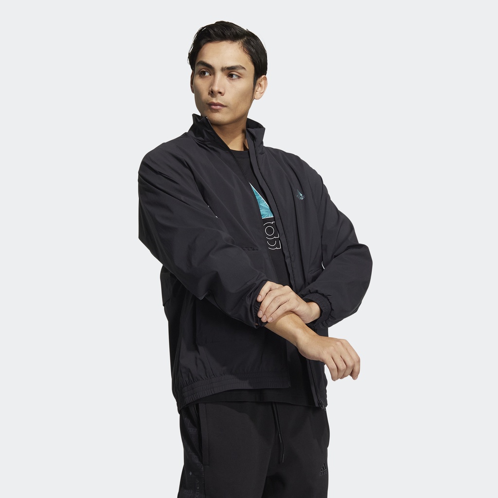 Adidas Phong cách sống Áo Khoác Dệt Thoi Có Túi Stadium Nam Đen HM5144