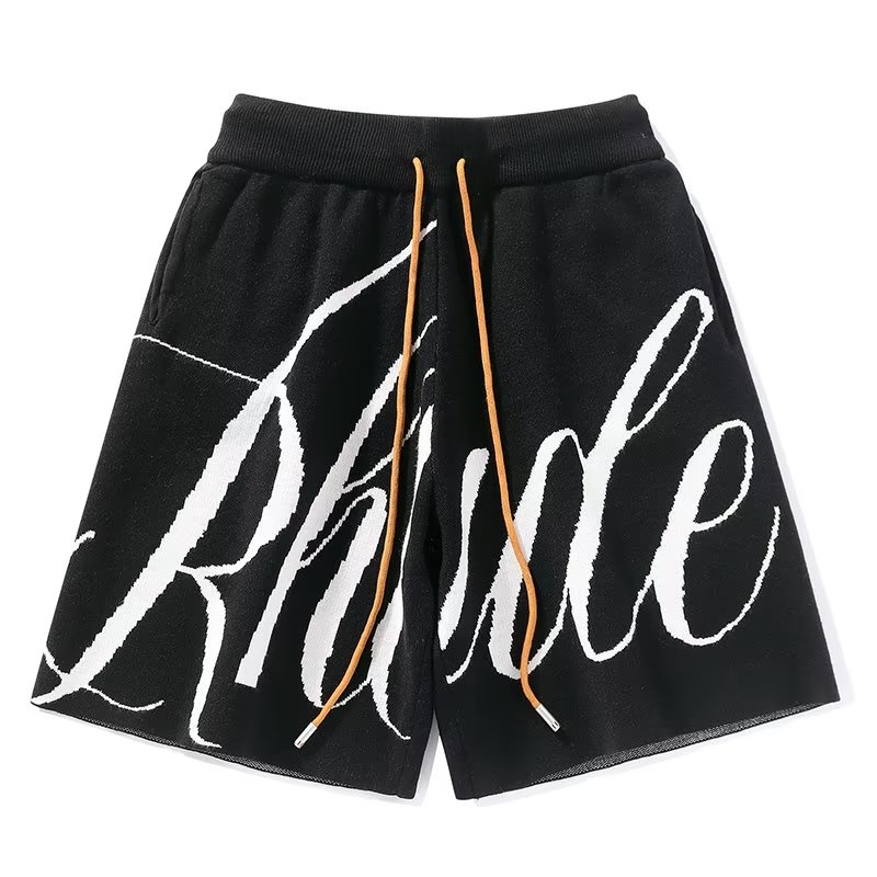 Quần Short Dệt Kim Dây Rút Dáng Rộng In Chữ Phong Cách Đường Phố Cá Tính Cho Nam Và Nữ