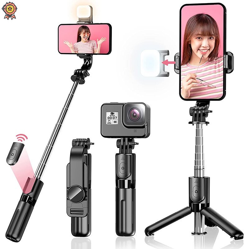 Gậy Tự Sướng Không Dây Nhỏ Gọn Có Đèn Hỗ Trợ iPhone Android / Máy Ảnh / Tripod