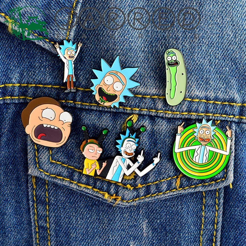 Huy Hiệu Cài Áo Khoác Túi Xách Hình Rick Và Morty Tráng Men Làm Quà Tặng Cho Nữ / Trẻ Em