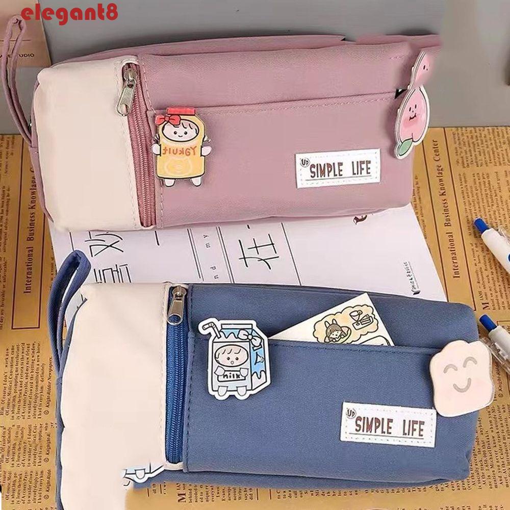 Túi Đựng Bút / Mỹ Phẩm Bằng Vải Bạt Chéo Thanh Lịch Làm Quà Tặng Cho Bé Trai Bé Gái