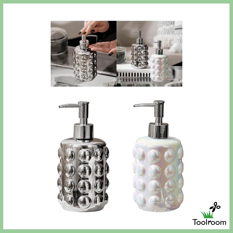 Bình Gốm Đựng Xà Phòng Rửa Tay 350ml Có Vòi Nhấn Tiện Dụng